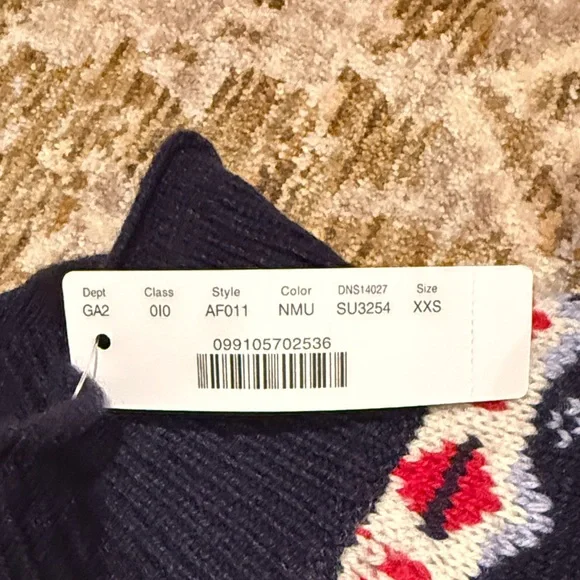 J.Crew NWT Navy Blue/Red Fair Isle Patterned Sweater Lambs Wool Blend Women XXS - Picture 3 of 7